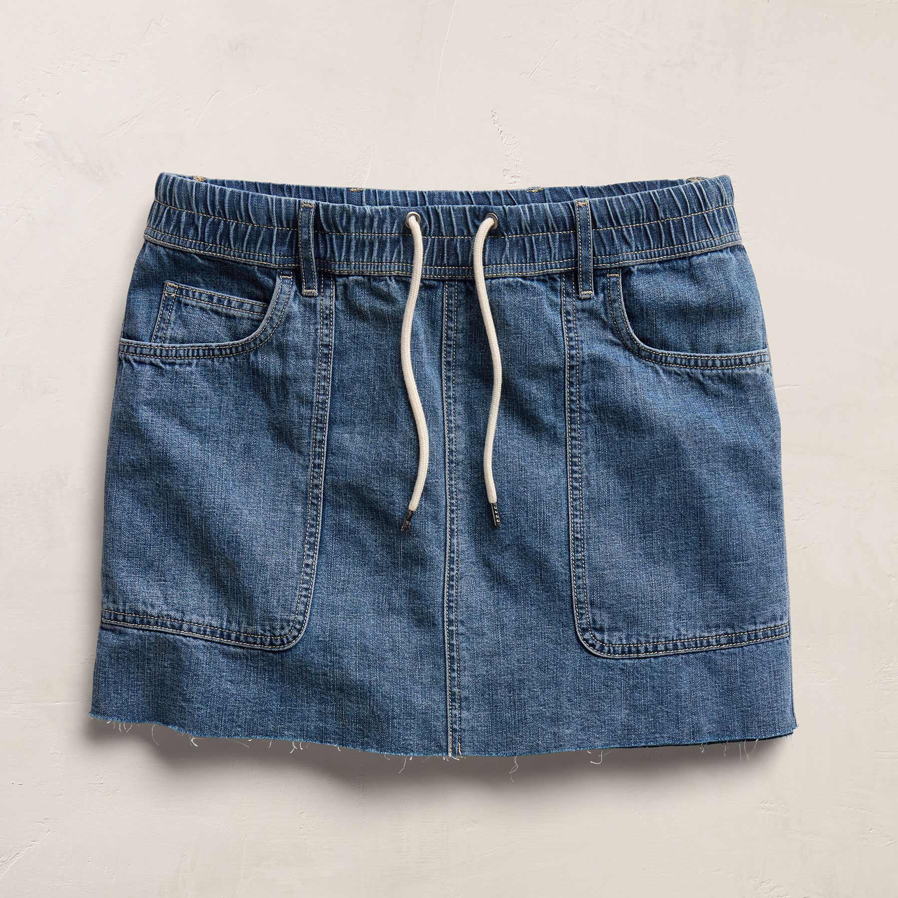 Drawstring Denim Mini Skirt - Blue Wash | James Perse Los Angeles