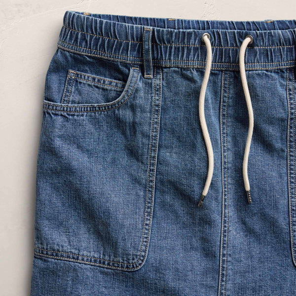 Drawstring Denim Mini Skirt in Blue Wash | James Perse Los Angeles