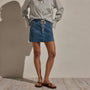 Drawstring Denim Mini Skirt in Blue Wash | James Perse Los Angeles
