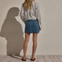 Drawstring Denim Mini Skirt in Blue Wash | James Perse Los Angeles