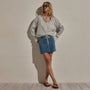 Drawstring Denim Mini Skirt in Blue Wash | James Perse Los Angeles