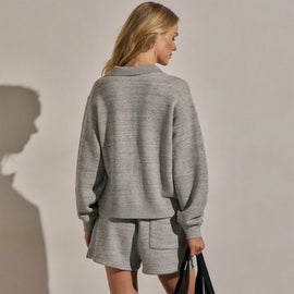 French Terry Henley Pullover in Heather Grey | James Perse Los Angeles