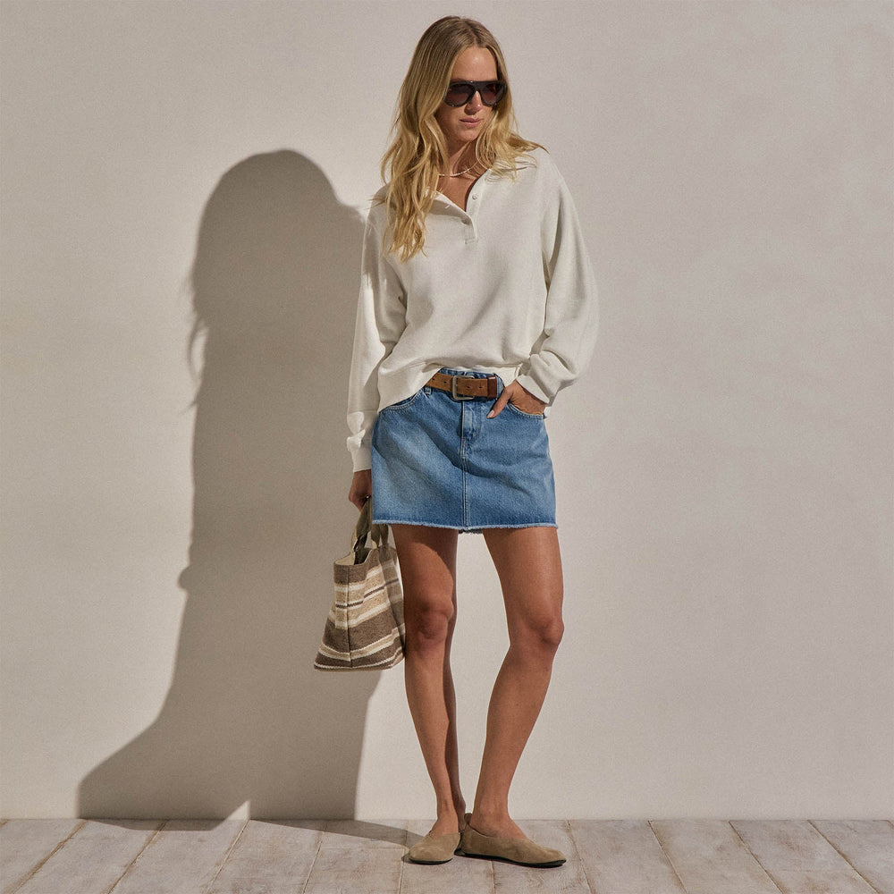 French Terry Henley Pullover in Off White | James Perse Los Angeles