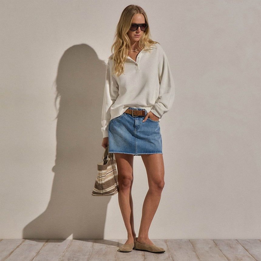 French Terry Henley Pullover in Off White | James Perse Los Angeles