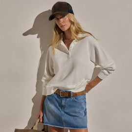 French Terry Henley Pullover in Off White | James Perse Los Angeles