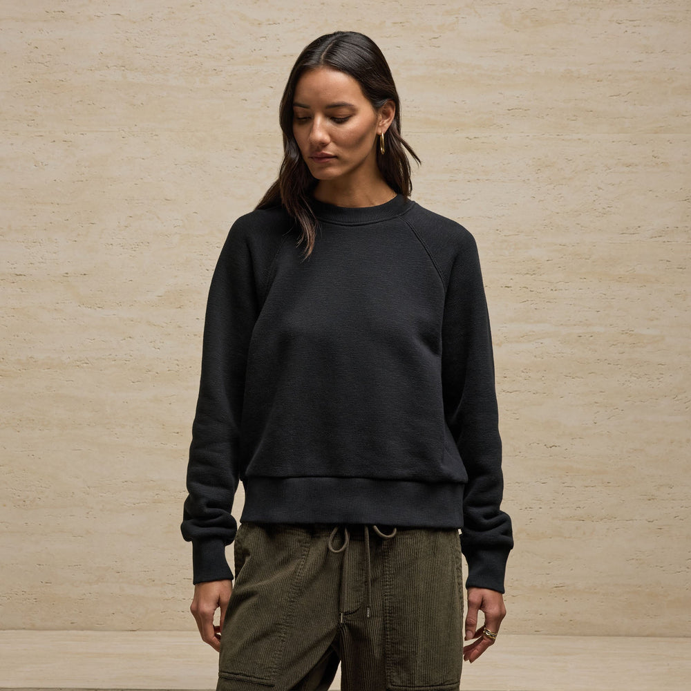 French Terry Crew Sweatshirt in Black | James Perse Los Angeles