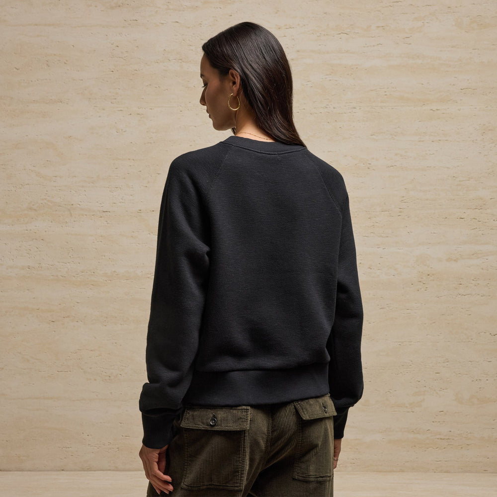 French Terry Crew Sweatshirt in Black | James Perse Los Angeles