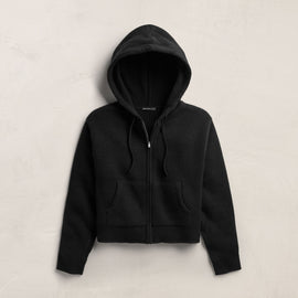 Double Face Zip Up Hoodie in Black | James Perse Los Angeles