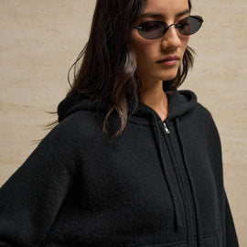 Double Face Zip Up Hoodie in Black | James Perse Los Angeles