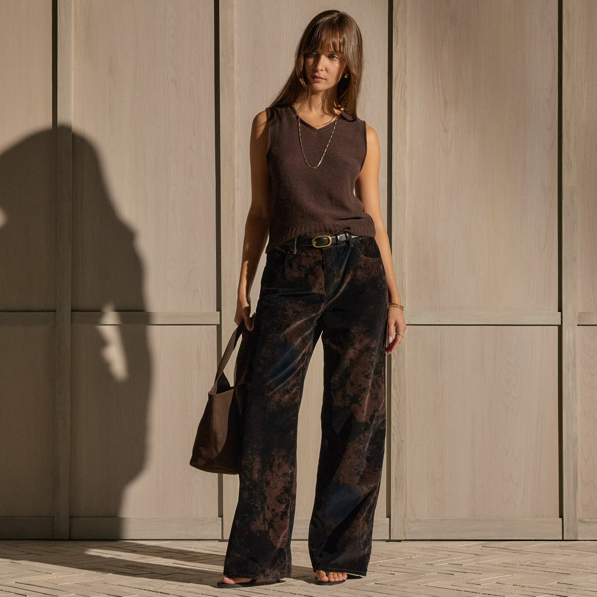 Wide Leg Corduroy Pants - Distressed Black | James Perse Los Angeles