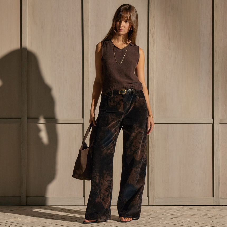 Wide Leg Corduroy Pants - Distressed Black | James Perse Los Angeles