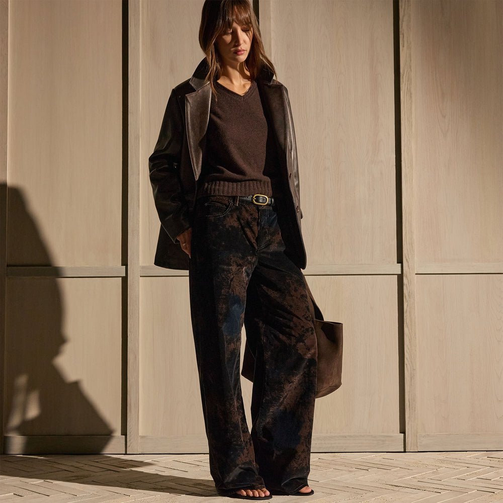 Wide Leg Corduroy Pants - Distressed Black | James Perse Los Angeles