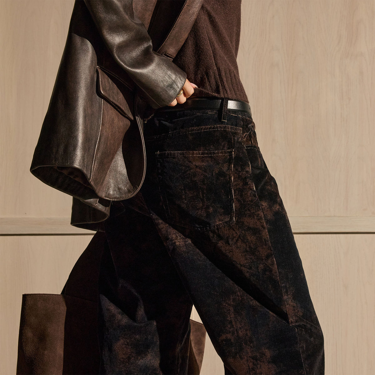 Wide Leg Corduroy Pants - Distressed Black | James Perse Los Angeles