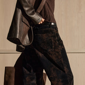 Wide Leg Corduroy Pants - Distressed Black | James Perse Los Angeles