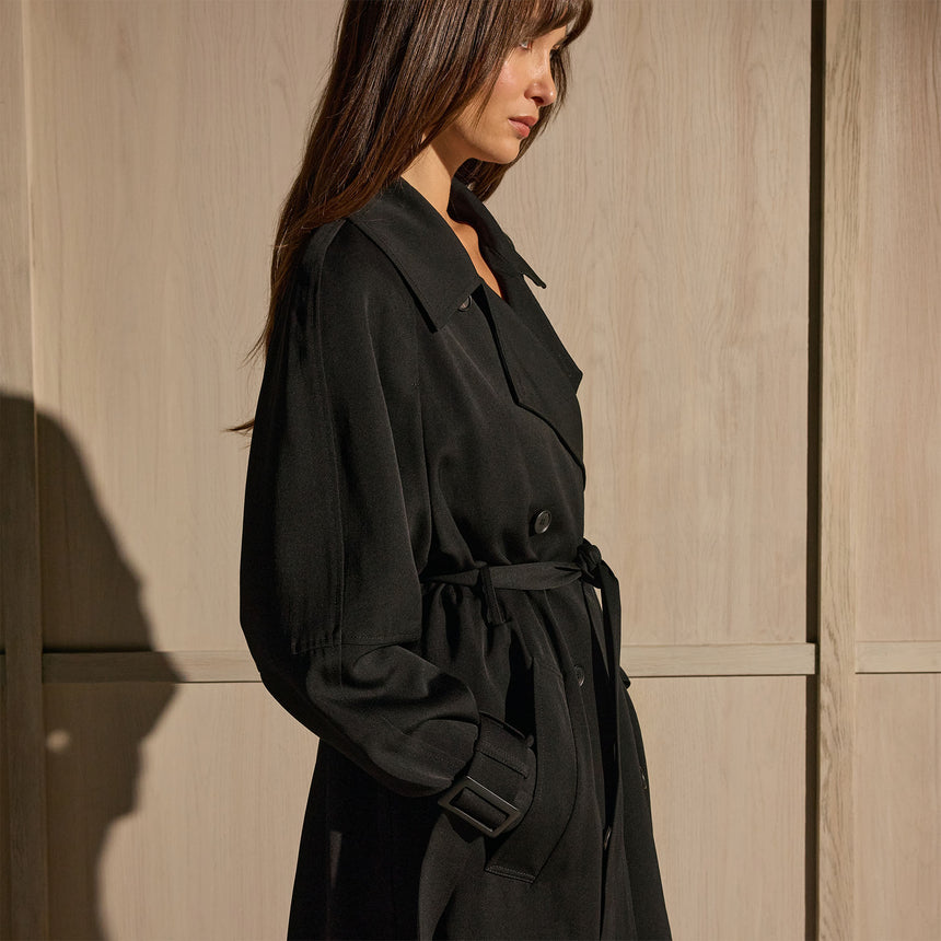 Trench Coat - Black | James Perse Los Angeles