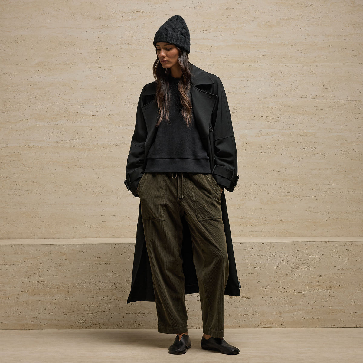 Trench Coat In Black | James Perse Los Angeles