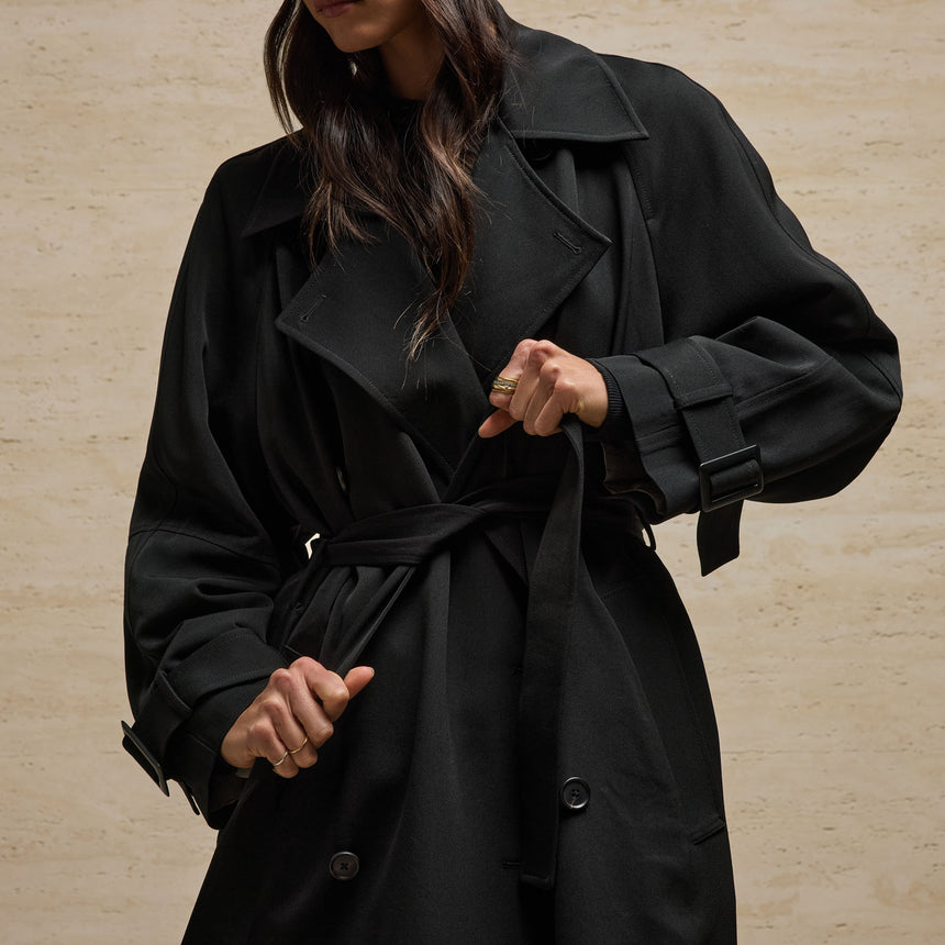 Trench Coat In Black | James Perse Los Angeles