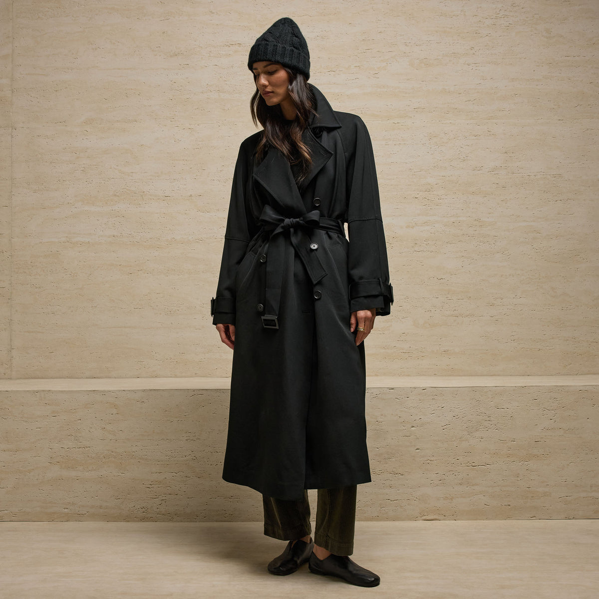 Trench Coat In Black | James Perse Los Angeles