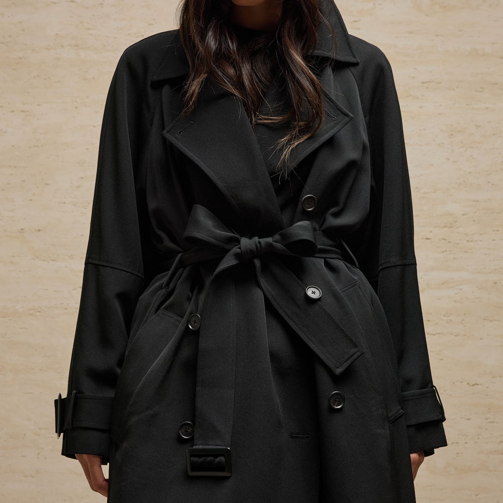 Trench Coat In Black | James Perse Los Angeles