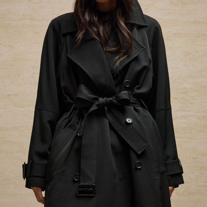 Trench Coat In Black | James Perse Los Angeles