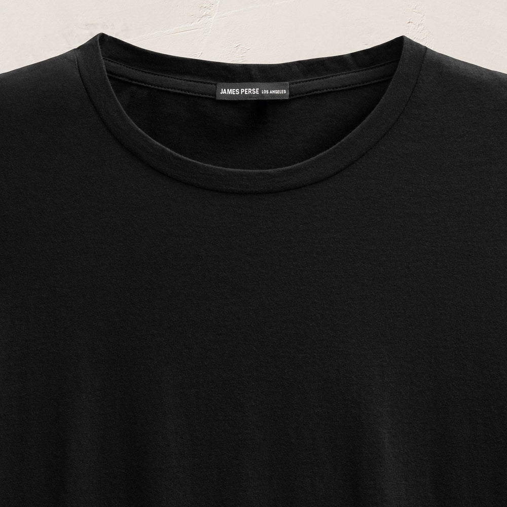 Short Sleeve Elevated Lotus Jersey Crew in Black | James Perse Los Angeles FLAT