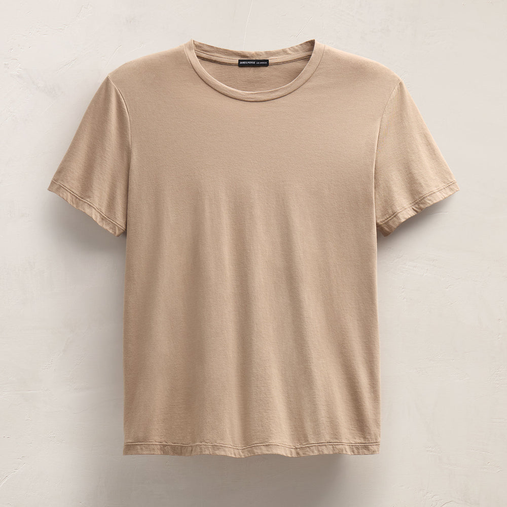Short Sleeve Elevated Lotus Jersey Crew in Coffee | James Perse Los Angeles FLAT