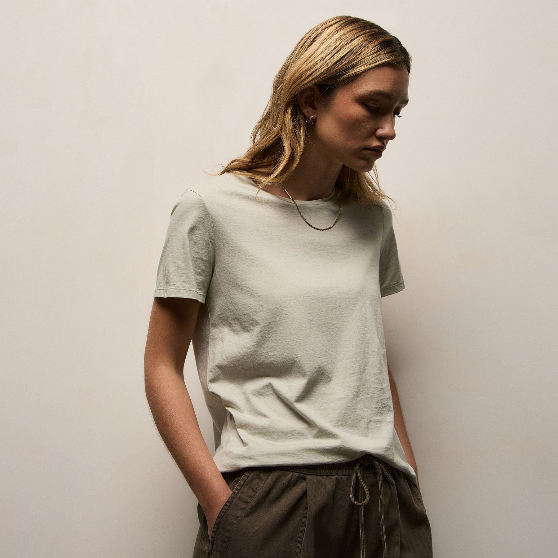 Luxe Lotus Jersey Crew in Celery | James Perse Los Angeles