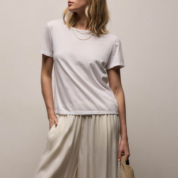 Luxe Lotus Jersey Crew in White | James Perse Los Angeles