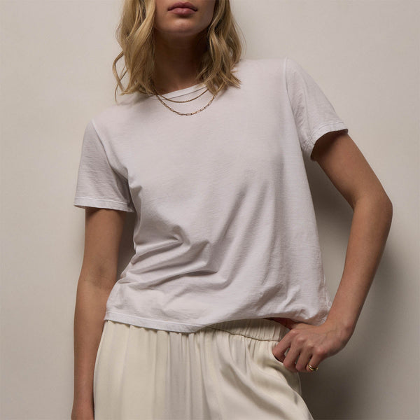 Luxe Lotus Jersey Crew in White | James Perse Los Angeles