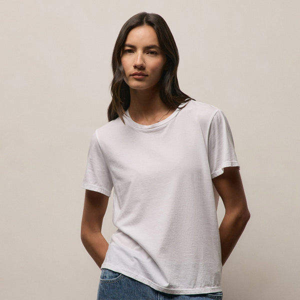 Luxe Lotus Jersey Crew in White | James Perse Los Angeles