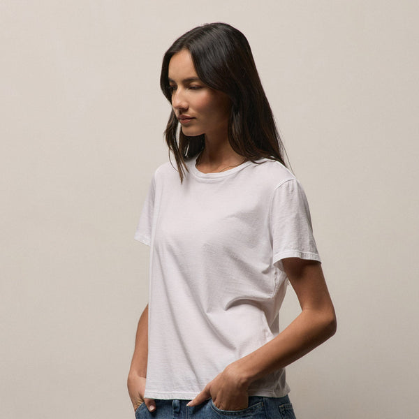 Luxe Lotus Jersey Crew in White | James Perse Los Angeles