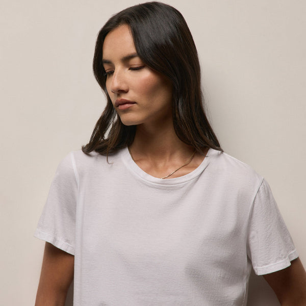 Luxe Lotus Jersey Crew in White | James Perse Los Angeles