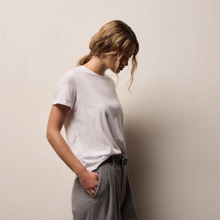 Short Sleeve Elevated Lotus Jersey Crew in White | James Perse Los Angeles