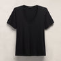 Luxe Lotus Jersey V Neck in Black | James Perse Los Angeles