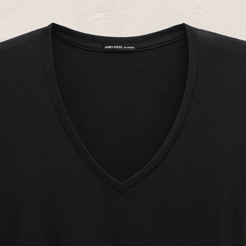 Luxe Lotus Jersey V Neck in Black | James Perse Los Angeles