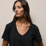 Luxe Lotus Jersey V Neck in Black | James Perse Los Angeles
