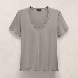 Luxe Lotus Jersey V Neck in Fog | James Perse Los Angeles