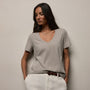 Luxe Lotus Jersey V Neck in Fog | James Perse Los Angeles