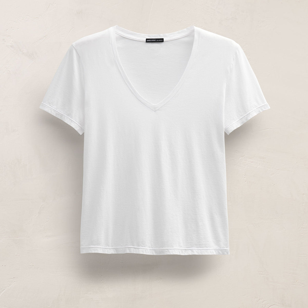 Short Sleeve Elevated Lotus Jersey V Neck in White | James Perse Los Angeles
