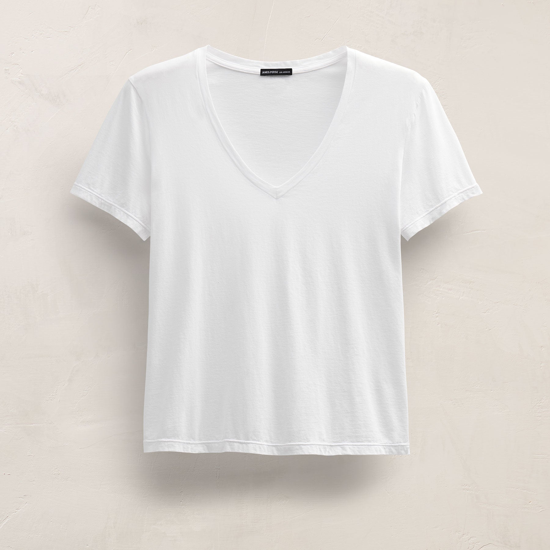 Short Sleeve Elevated Lotus Jersey V Neck in White | James Perse Los Angeles FLAT