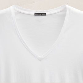 Short Sleeve Elevated Lotus Jersey V Neck in White | James Perse Los Angeles FLAT