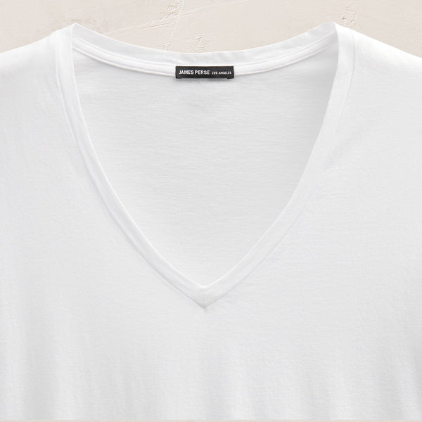 Short Sleeve Elevated Lotus Jersey V Neck in White | James Perse Los Angeles