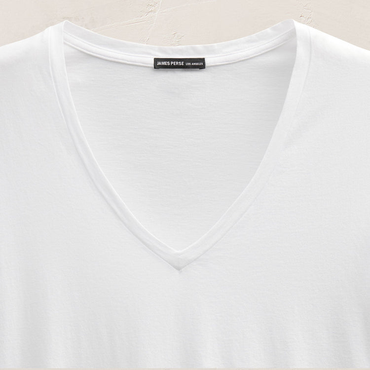 Short Sleeve Elevated Lotus Jersey V Neck in White | James Perse Los Angeles