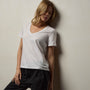 Luxe Lotus Jersey V Neck in White | James Perse Los Angeles