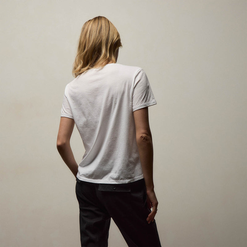 Luxe Lotus Jersey V Neck in White | James Perse Los Angeles