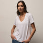 Luxe Lotus Jersey V Neck in White | James Perse Los Angeles