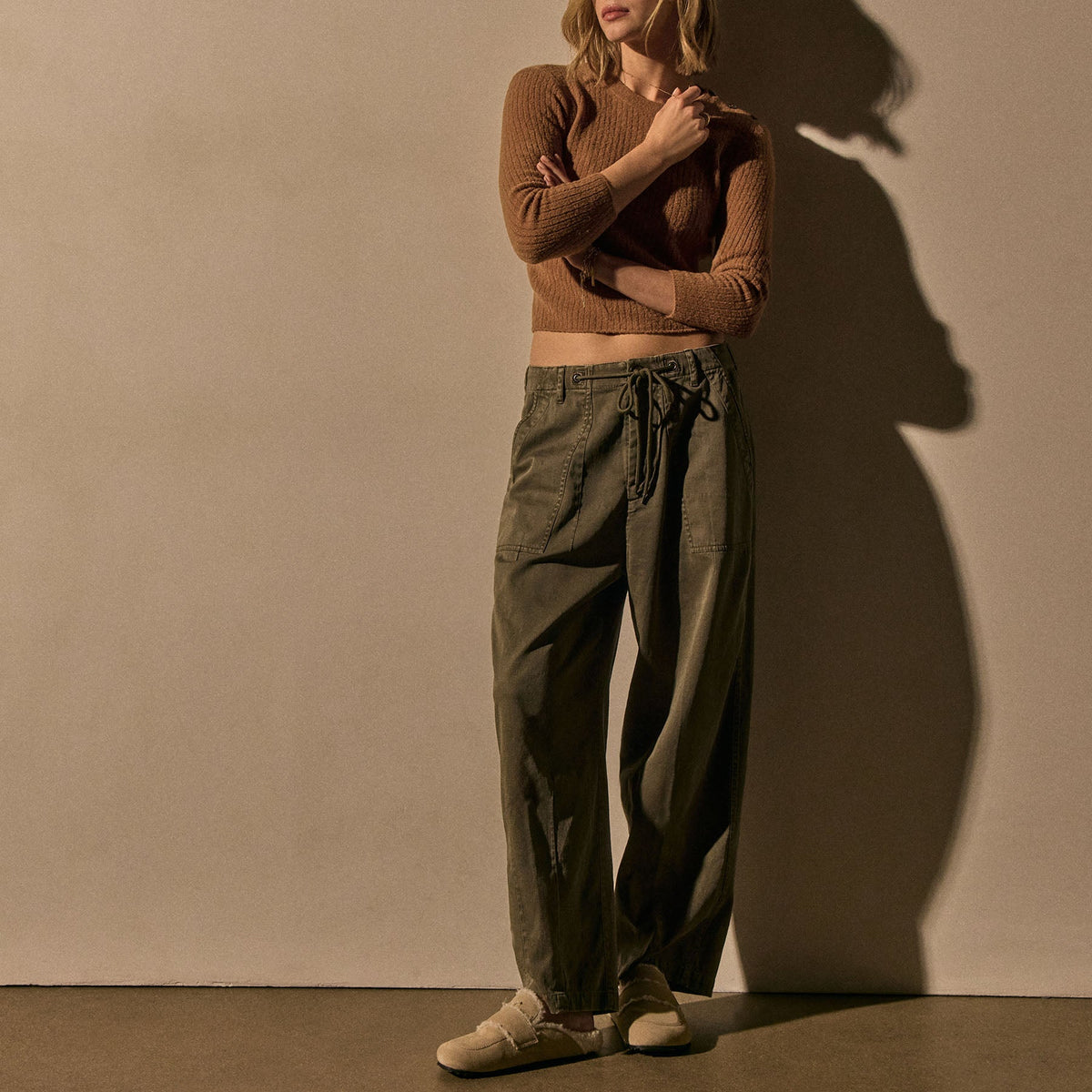 Shoulder Button Short Sleeve Sweater in Whiskey | James Perse Los Angeles