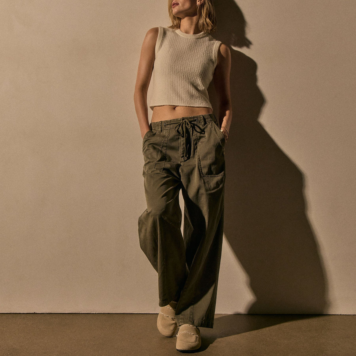 Button Shoulder Sweater Vest in Ivory | James Perse Los Angeles