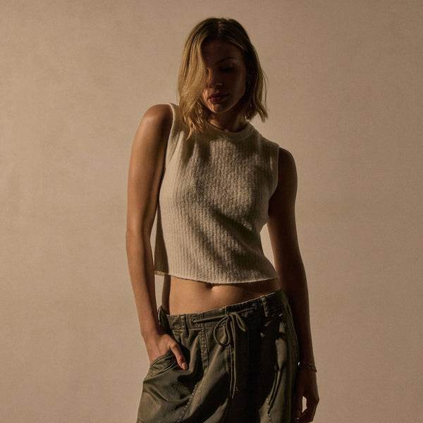 Button Shoulder Sweater Vest in Ivory | James Perse Los Angeles