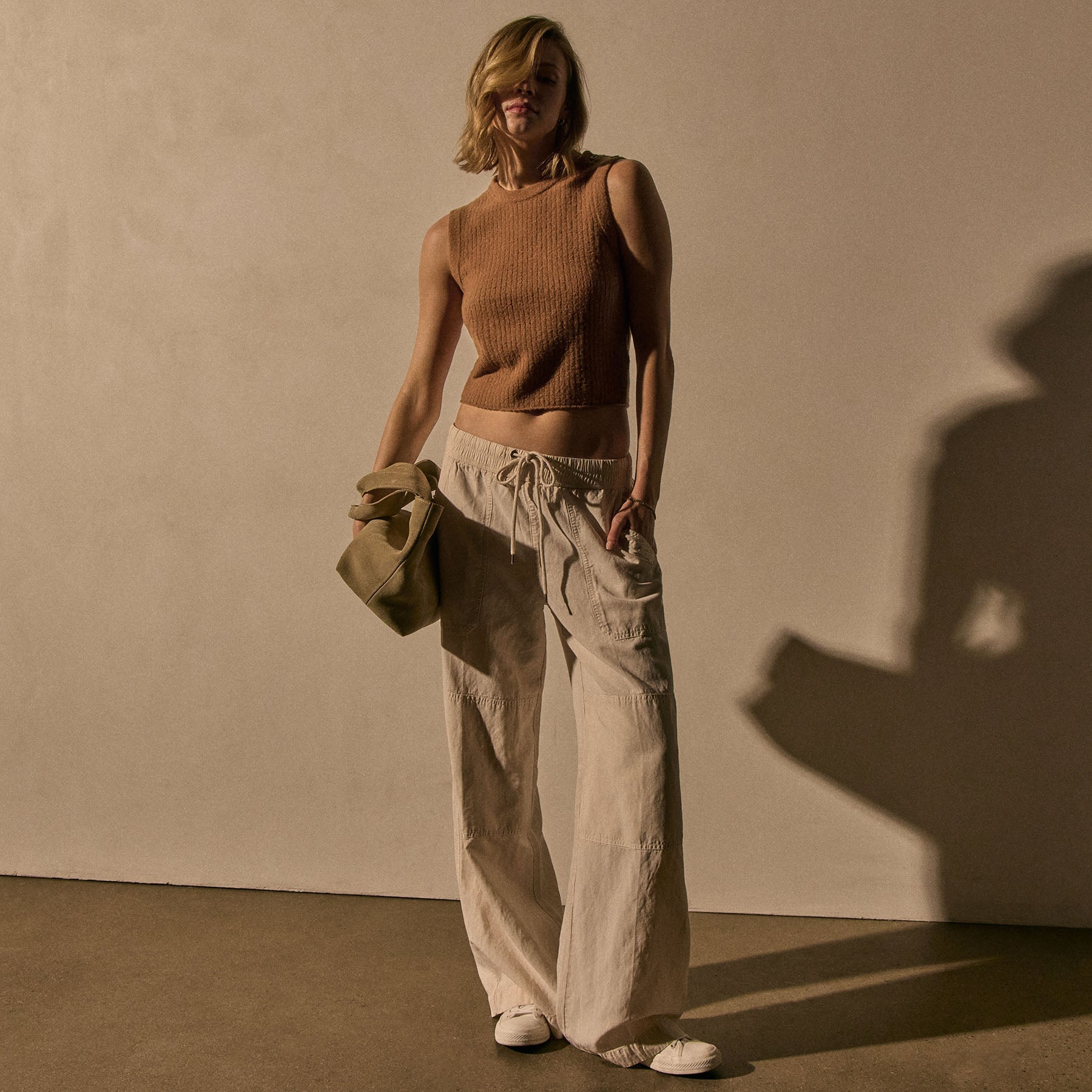 Button Shoulder Sweater Vest in Whiskey | James Perse Los Angeles